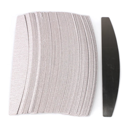 100Pcs Replacement Sandpaper Nail Files - Metal Handle, Removable Buffer, 100/180 Grit Double-Sided Manicure Art Files