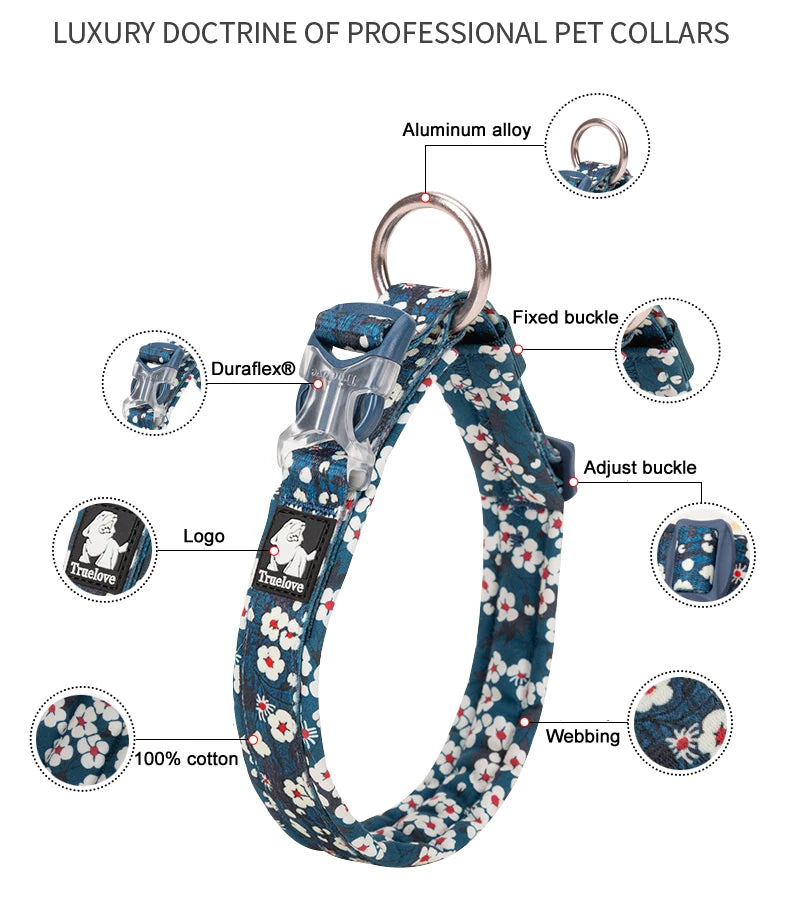 Truelove Floral Pet Collar – Padded Comfort Cushion, Camouflage Design for Small, Medium & Large Dogs, Outdoor Running Collar TLC5273