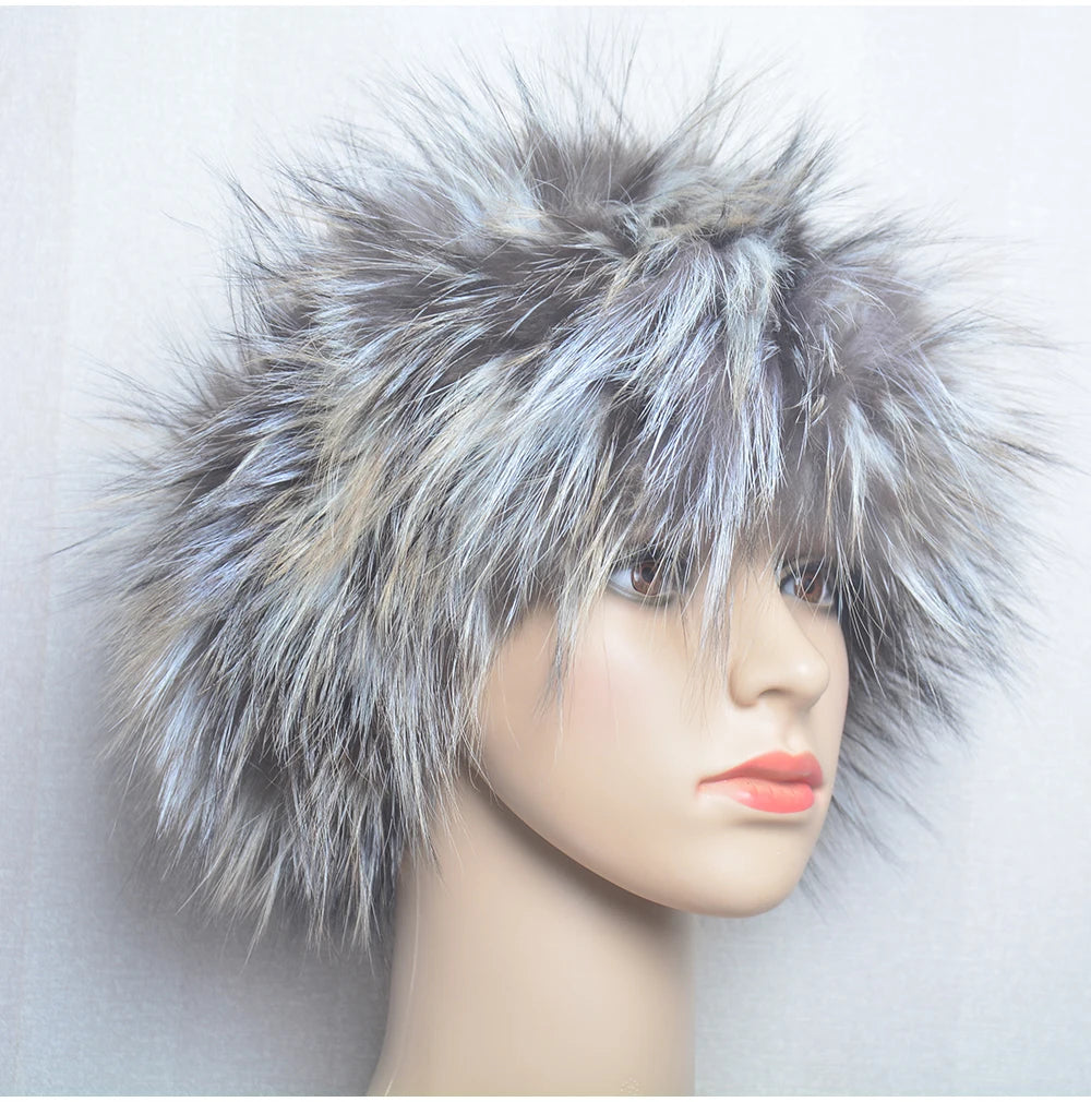 2025 Real Fox Fur Scarf and Headband – Luxury Winter Neck Warmer for Women, 100% Natural Fur, Elastic Ring Muffler