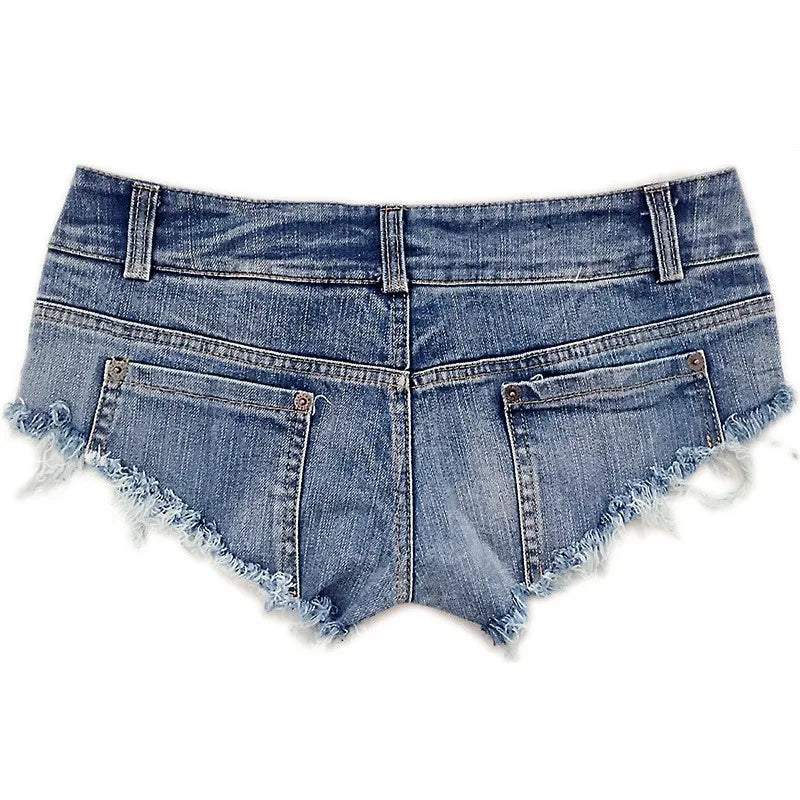 2025 Sexy Women’s Denim Booty Shorts – Low Waist Skinny Hole Clubwear Shorts