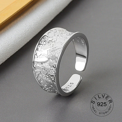 925 Sterling Silver Women’s Open Wave Ring – Irregular Wide Noodle Design Gift