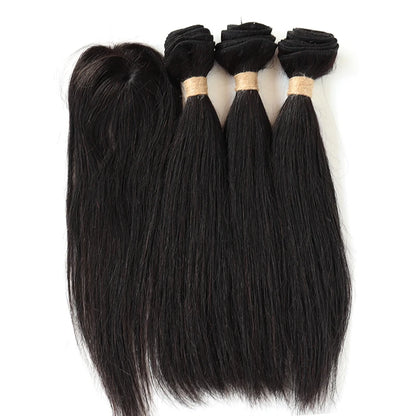 Kinky Curly Human Hair Bundles with Closure – Short Indian Hair Bundles with Circular Closure