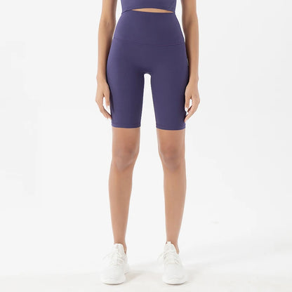 SOISOU Women’s High Waist Nylon Sports Shorts – Breathable No-Show Seamless Yoga, Gym & Cycling Fitness Shorts (24 Colors)