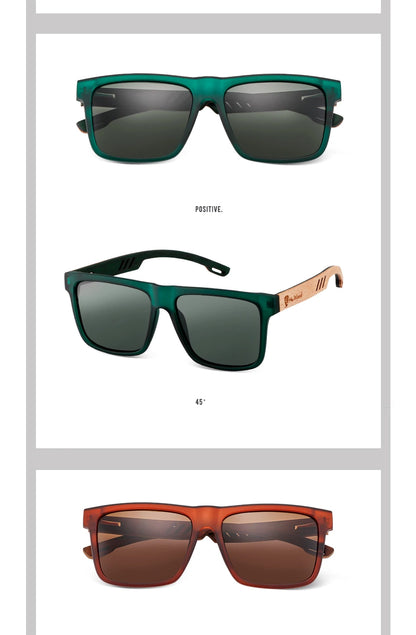 HU WOOD Square Polarized Sunglasses for Men — UV400 Fashion Sport & Driving Sun Glasses