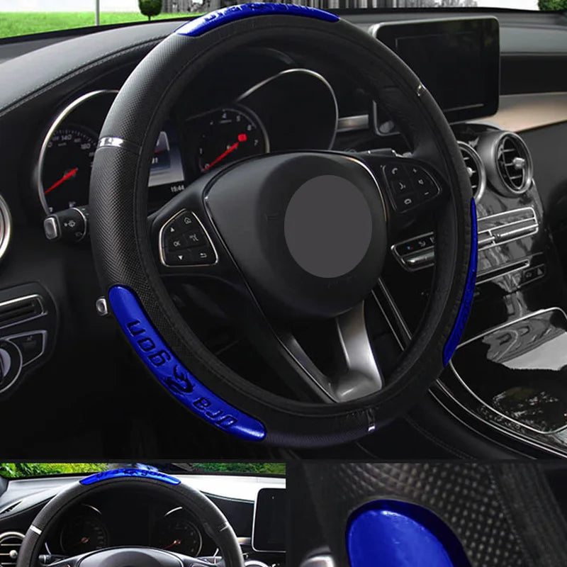 Reflective Faux Leather Car Steering Wheel Cover - China Dragon Design, Elastic Fit, 100% Brand New