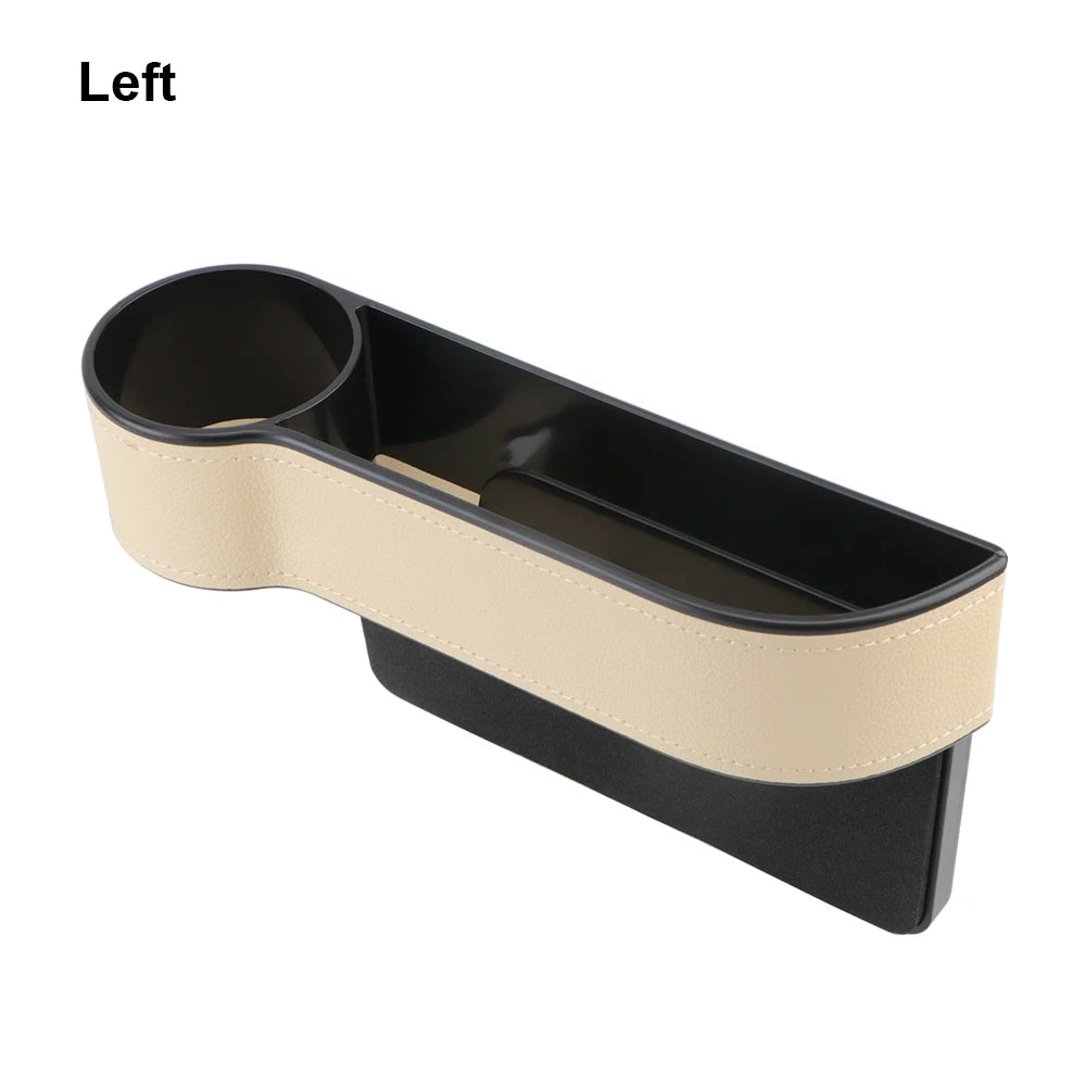 Universal PU Leather Car Seat Gap Organizer – Storage Box with Charging Hole, Phone, Bottle & Key Holder Auto Accessories