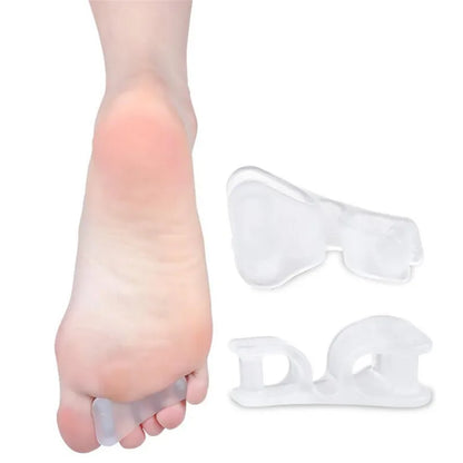 2Pcs Silicone Big Toe Separator & Corrector — Two-Hole Gel Toe Spacer for Valgus Relief, Pedicure & Foot Care Tool