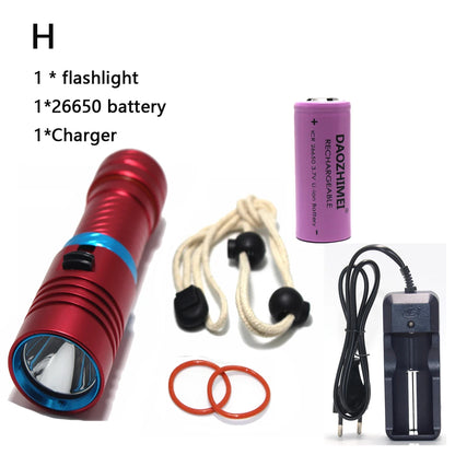 IPX8 Waterproof Diving Flashlight - 100M Underwater Professional Dive Light