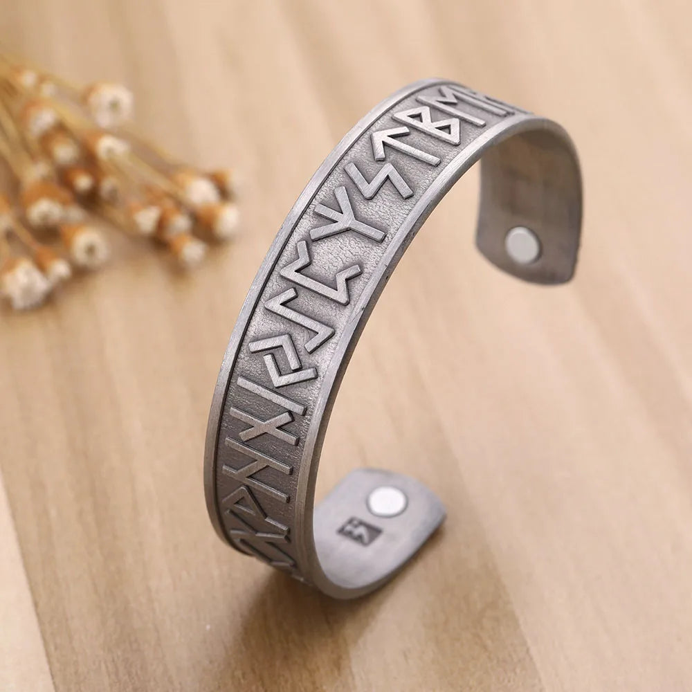 Skyrim Viking Talisman Bracelet – Tree of Life, Luck Knot Runes, Magnetic Cuff Bangle, Adjustable Unisex Jewelry