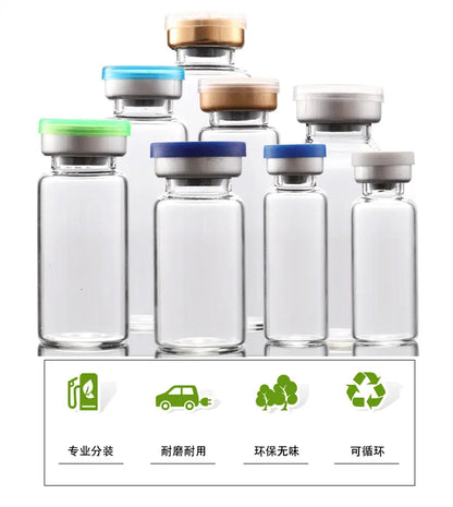 100pcs Glass Vials with Rubber Stopper & Flip-Off Caps – 2ml, 3ml, 5ml, 10ml Aluminum Bottles