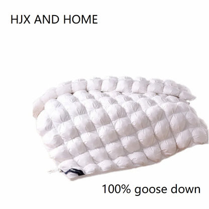 3D Luxury Quilted Goose Down Duvet – 100% High-Rank Winter Comforter, Thick Solid Color Blanket for King, Queen & Full Size Beds