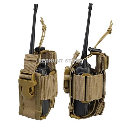 Adjustable Tactical Radio Holder Bag: Molle Two Way Radio Holster Pouch - Nylon Duty Military Storage Case for Walkie Talkie