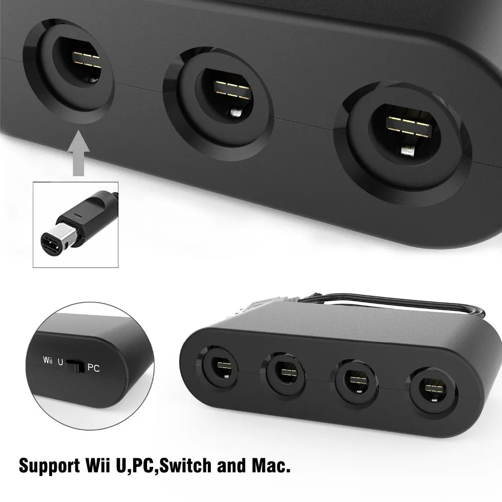 4-Port GameCube Controller Adapter – USB Converter for Nintendo Switch, Wii U, PC, and NGC – Star Fighting Game Support