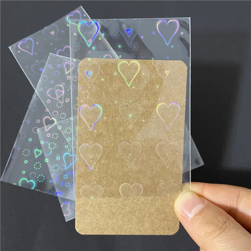 50pcs Heart-Shaped Foil Card Sleeves — 11 Styles, Top-Loading Protector for Pokémon, YGO, Board Games, Photos & K-Pop Cards