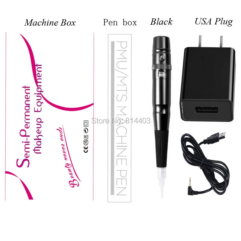 Professional Dermografo Universal PMU Tattoo Pen - Rotary Machine with Speed Control for Lip & Eyebrow Makeup Tattoo