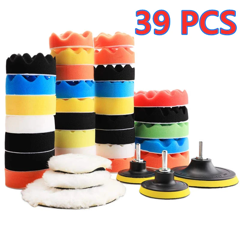Car Polishing Sponge Pads Kit – Foam Buffer Waxing Pads for Scratch Removal, Auto & Motorcycle Paint Polishing and Detailing Tool Kit