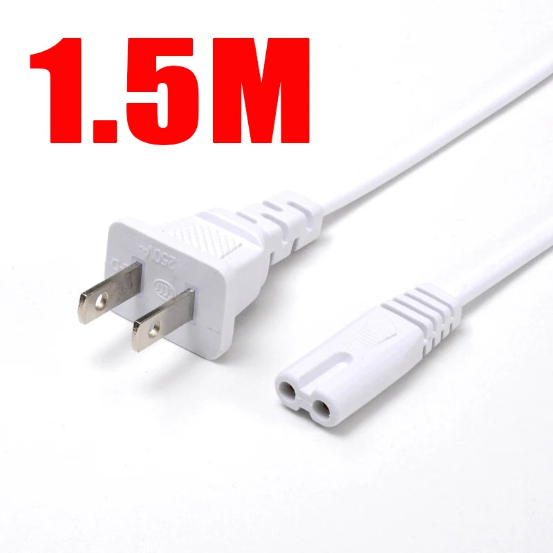 2-Pin US/EU to C7 C8 Power Extension Cable – Figure 8 LED Light & Laptop Cord for PS4, 0.6M/1.5M