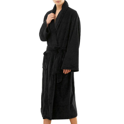 Men’s Winter Fleece Bathrobe – Soft Long Robe with Pockets, Warm Home Gown & Sleepwear