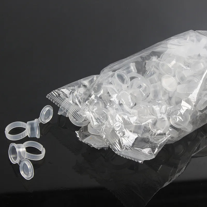 50pcs Disposable Tattoo Ink Ring Cups — Microblading & Permanent Makeup Pigment Tool Accessories