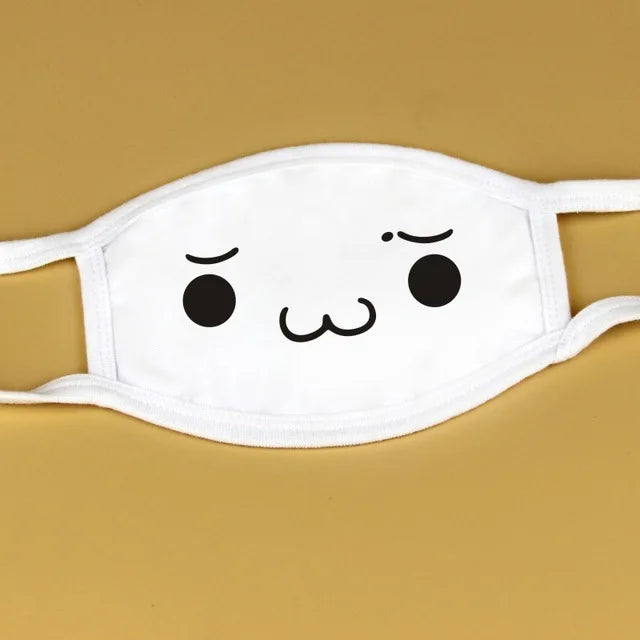 Kawaii Anime Expression Cotton Face Mask – Breathable Smile Mouth Muffle for Unisex Korean Style