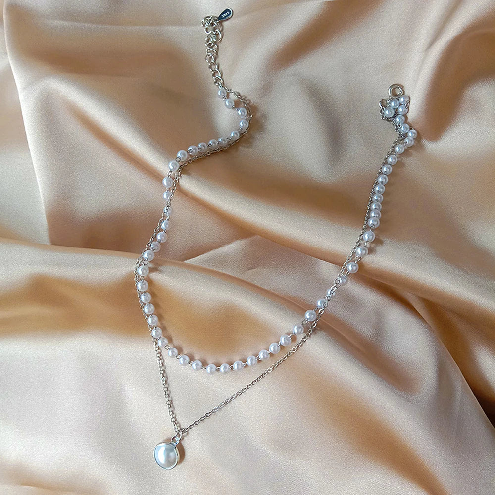 SUMENG 2024 Kpop Pearl Choker Necklace – Double Layer Pendant Jewelry Gift for Women