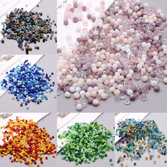 Mixed Color Crystal Glass Beads - 4mm Faceted Rondelle Spacer Beads for DIY Bracelet & Jewelry Making Crafts