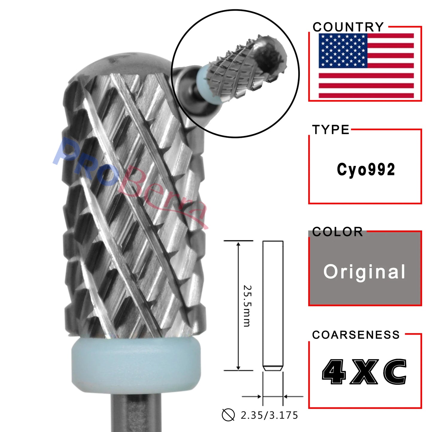 RolinStar 6.6 Large Barrel 4XC Nail Drill Bits – 7 Colors Gold, Silver, Dark Purple, Blue, Rainbow, Rose Gold Milling Tool