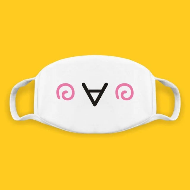 Kawaii Anime Expression Cotton Face Mask – Breathable Smile Mouth Muffle for Unisex Korean Style