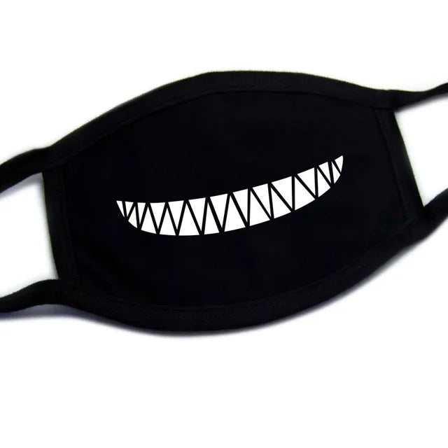 Kawaii Anime Expression Cotton Face Mask – Breathable Smile Mouth Muffle for Unisex Korean Style