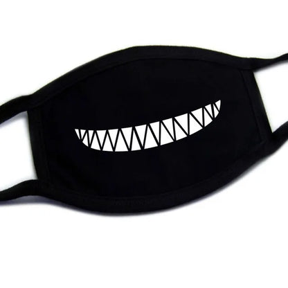 Kawaii Anime Expression Cotton Face Mask – Breathable Smile Mouth Muffle for Unisex Korean Style