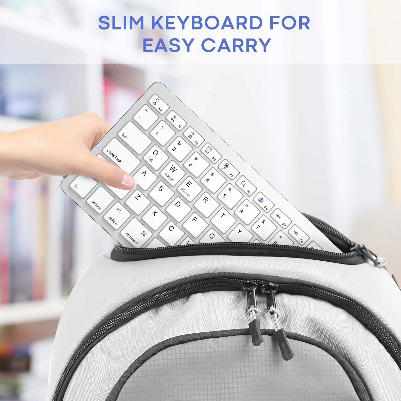 Ultra Slim Universal Wireless Bluetooth Keyboard – Russian, Spanish, French, German, Hebrew & Brazilian Portuguese for iOS, Android & Windows