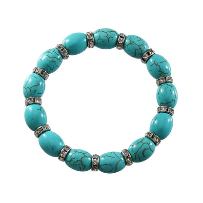 Gypsy Boho Tibetan Turquoise Bracelet for Women & Men – Vintage Elastic Ethnic Bangle Jewelry
