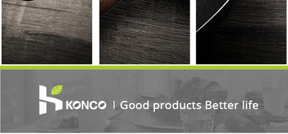 Konco 32cm Pure Cast Iron Wok – Non-Coated Chinese Wok Pan for Gas & Induction Cookers