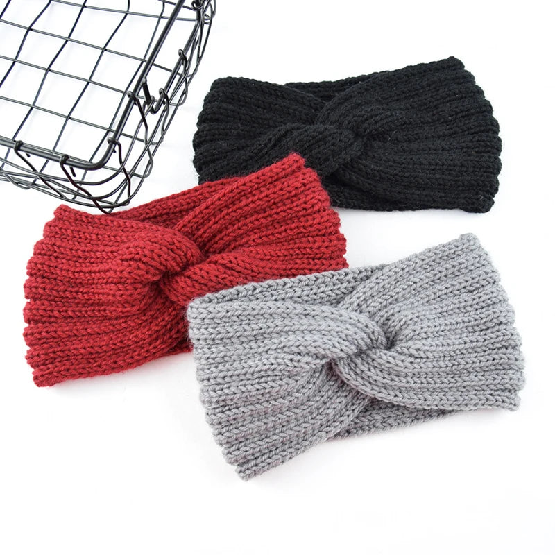 Women's Solid Color Knitted Headband – Elastic Twisted Turban Headwrap, Winter Hair Band for Girls, Fashion Hair Accessories