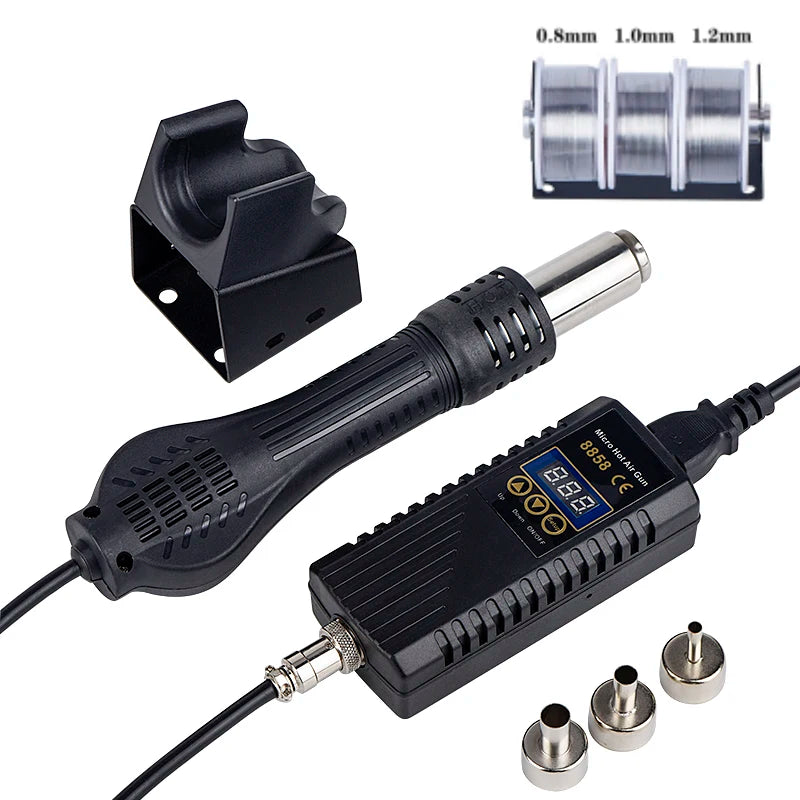 JCD 750W Heat Gun – Digital Display Micro Rework Soldering Station & Hot Air Gun for Welding & Repair, Model 8858