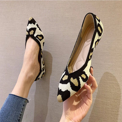 Women’s Pointed Flat Shoes - Comfortable Knitted Elastic Casual Fashion Shoes for Spring & Autumn Wear