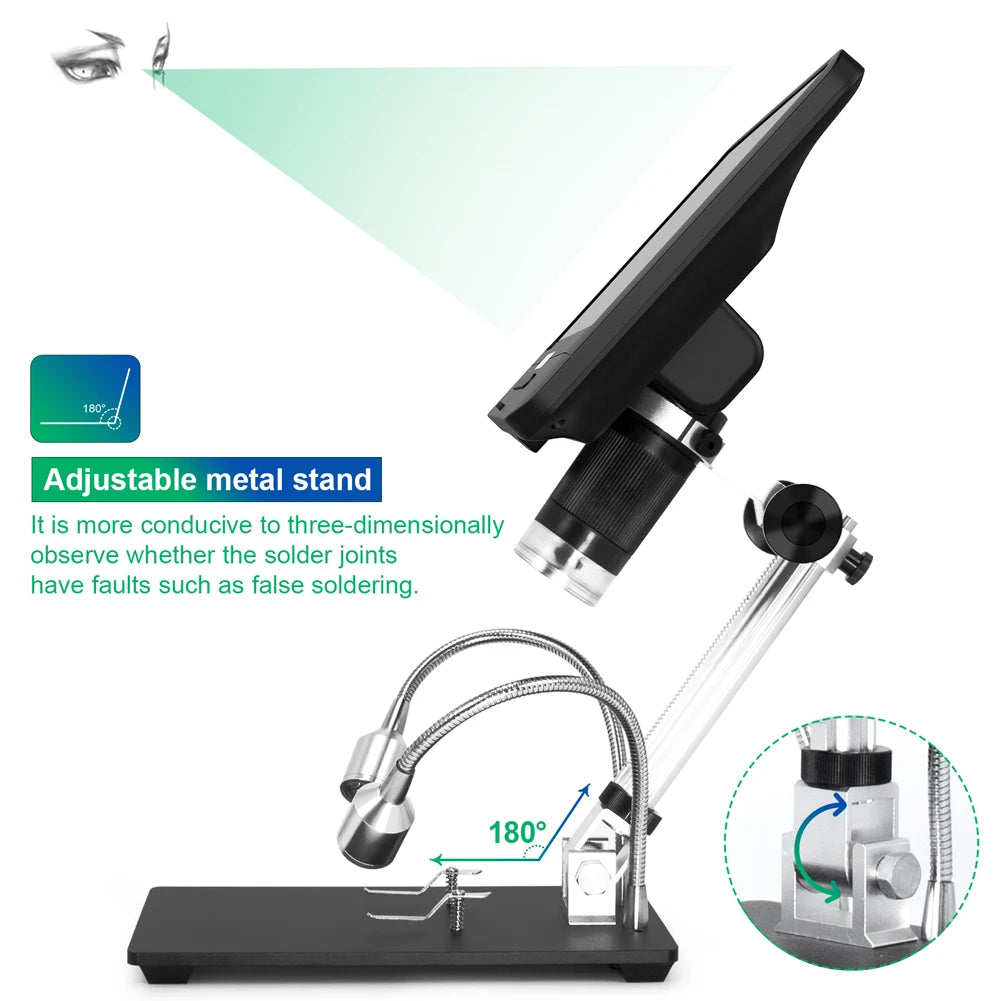 Andonstar AD208 Digital Microscope – 8.5" Adjustable LCD, 1080P HD, Black, Soldering Tool
