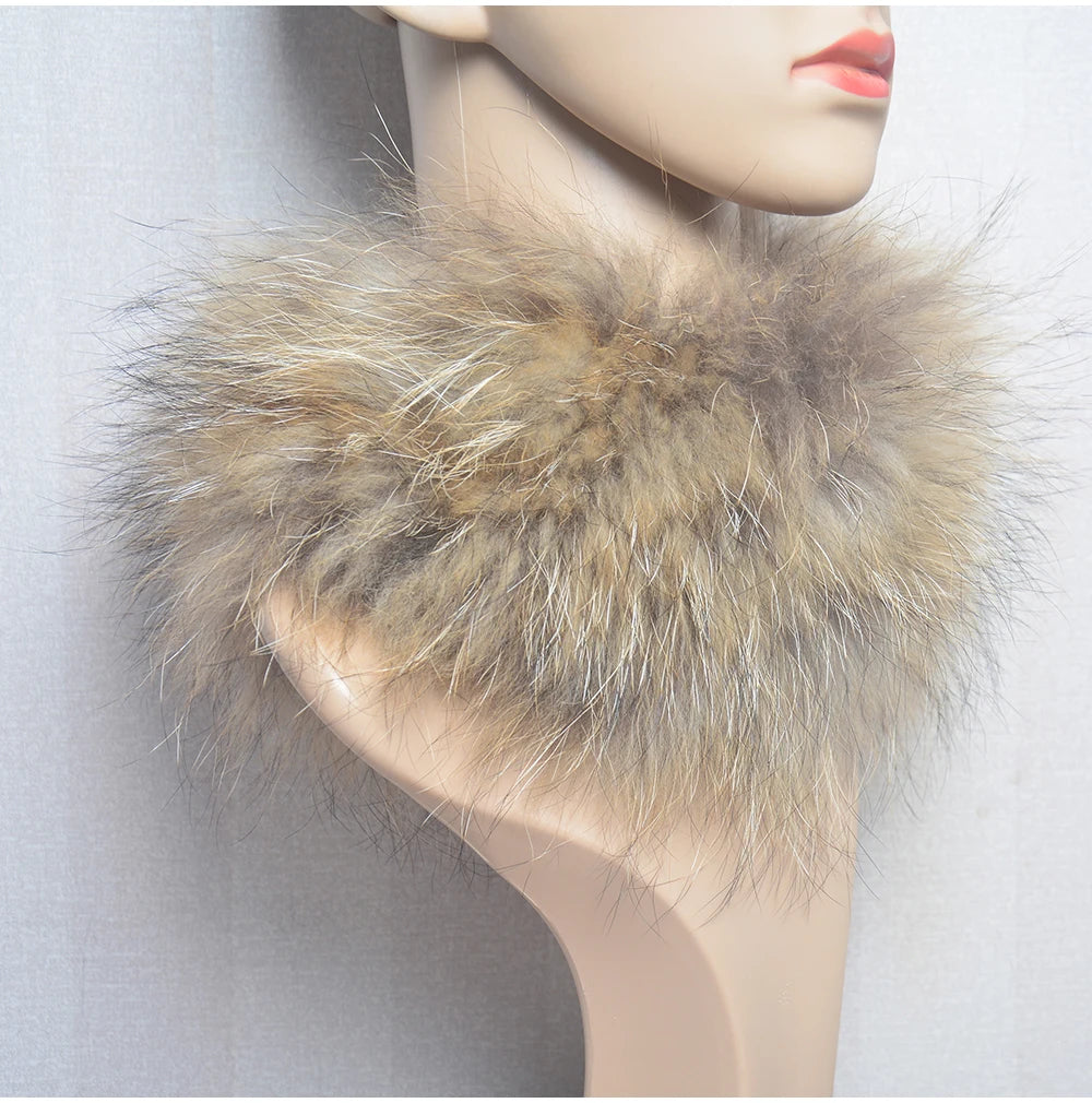 2025 Real Fox Fur Scarf and Headband – Luxury Winter Neck Warmer for Women, 100% Natural Fur, Elastic Ring Muffler