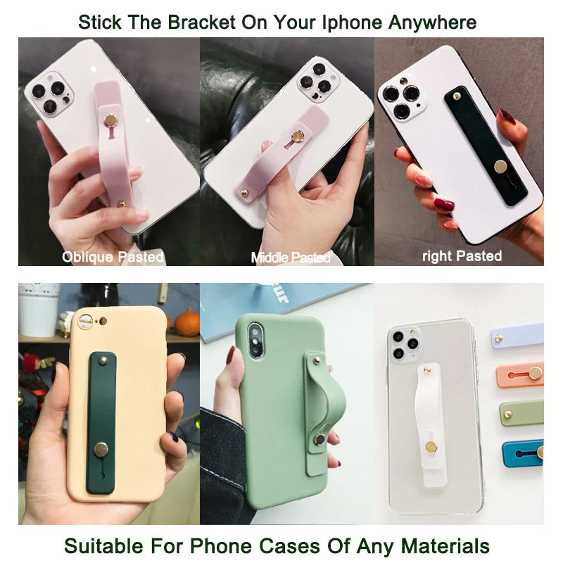 Versatile Wristband Phone Holder: Secure Grip for iPhone & Samsung - Universal Stand with Push-Back Socket Bracket