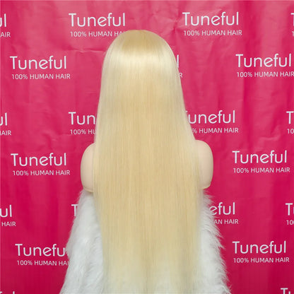 13x6 HD Transparent 613 Blonde Lace Front Wig – Brazilian Bone Straight Bob Human Hair Wig
