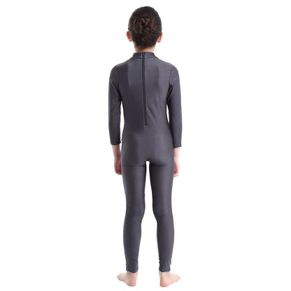 Kids Girls Full Body Gymnastics Bodysuit, Ballet Dance Jersey Leotard, Jumpsuit Sports Unitard, Children Dancewear and Sportswear
