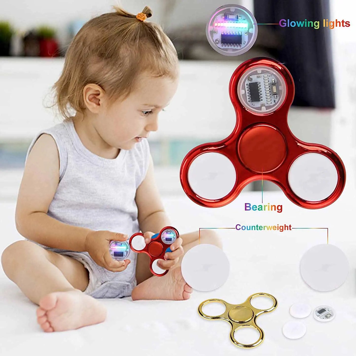 Creative LED Light Luminous Fidget Spinner: 6 Colors Glow in the Dark Hand Spinner - Stress Relief Toy for Kids