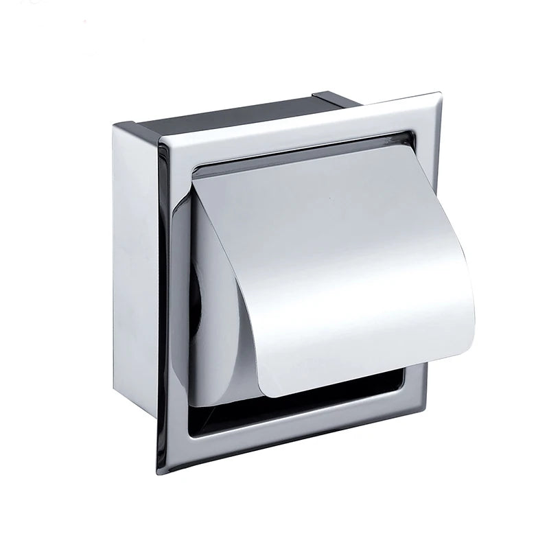 Onyzpily Bathroom Toilet Paper Holder | Chrome Finish Stainless Steel Tissue Box Holder, Wall Mounted, Black & Chrome