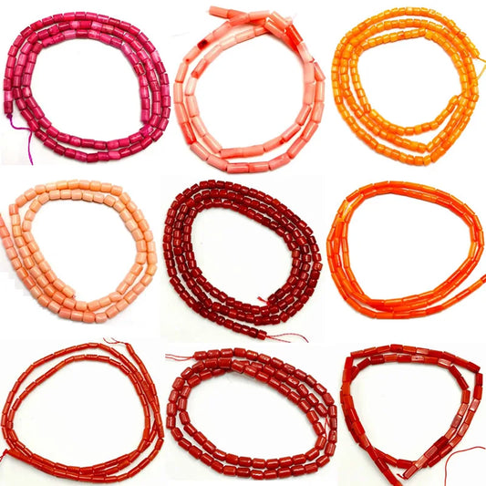 Natural Cylindrical Coral Beads – Irregular Loose Jewelry Making Beads for DIY Bracelets, Necklaces & Charm Accessories