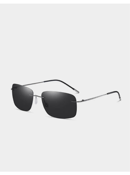 CAPONI Square Photochromic Polarized Sunglasses for Men - Rimless, Classic Design, UV400 Protection Eyewear (BS7467)