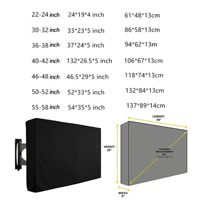 Weatherproof Dustproof Outdoor TV Cover – Beige Protective Screen Shield for 32”–65” TVs (Garden & Patio Use)