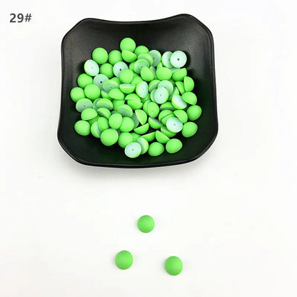 ABS Flat Half Round Beads - 6mm & 10mm Matte Plastic Beads for Clothing Accessories