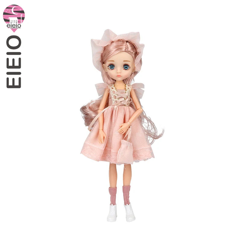 Slim 26cm BJD Doll for Girls – 13 Movable Joints with Princess Outfit, Blue Eyes & Eyelash Accessories