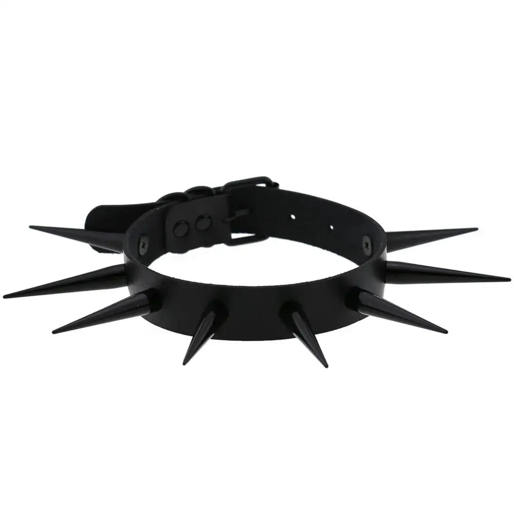 Big Long Spiked Choker Collar – Cool Punk Necklace for Women & Men, Metal Rave Festival Goth Jewelry
