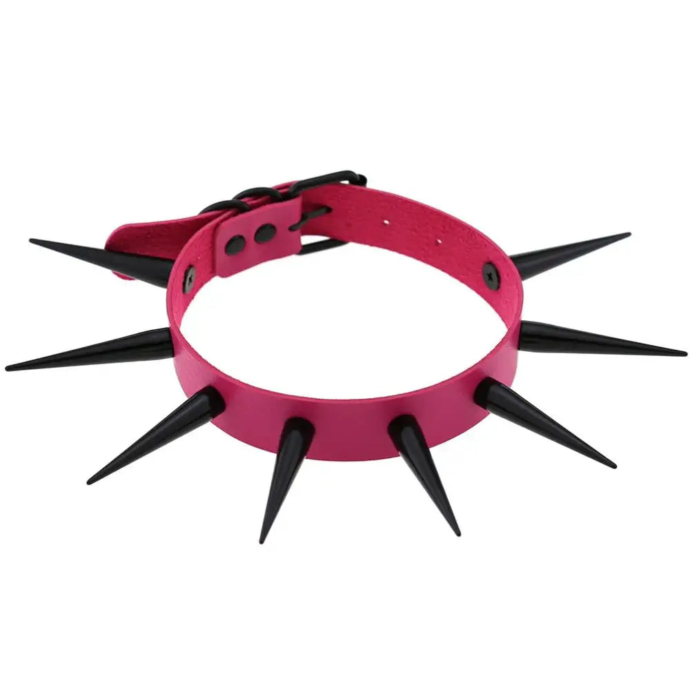 Big Long Spiked Choker Collar – Cool Punk Necklace for Women & Men, Metal Rave Festival Goth Jewelry